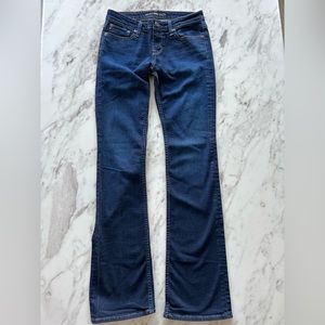 big star dark wash, low rise bootcut jeans: size 28,tall